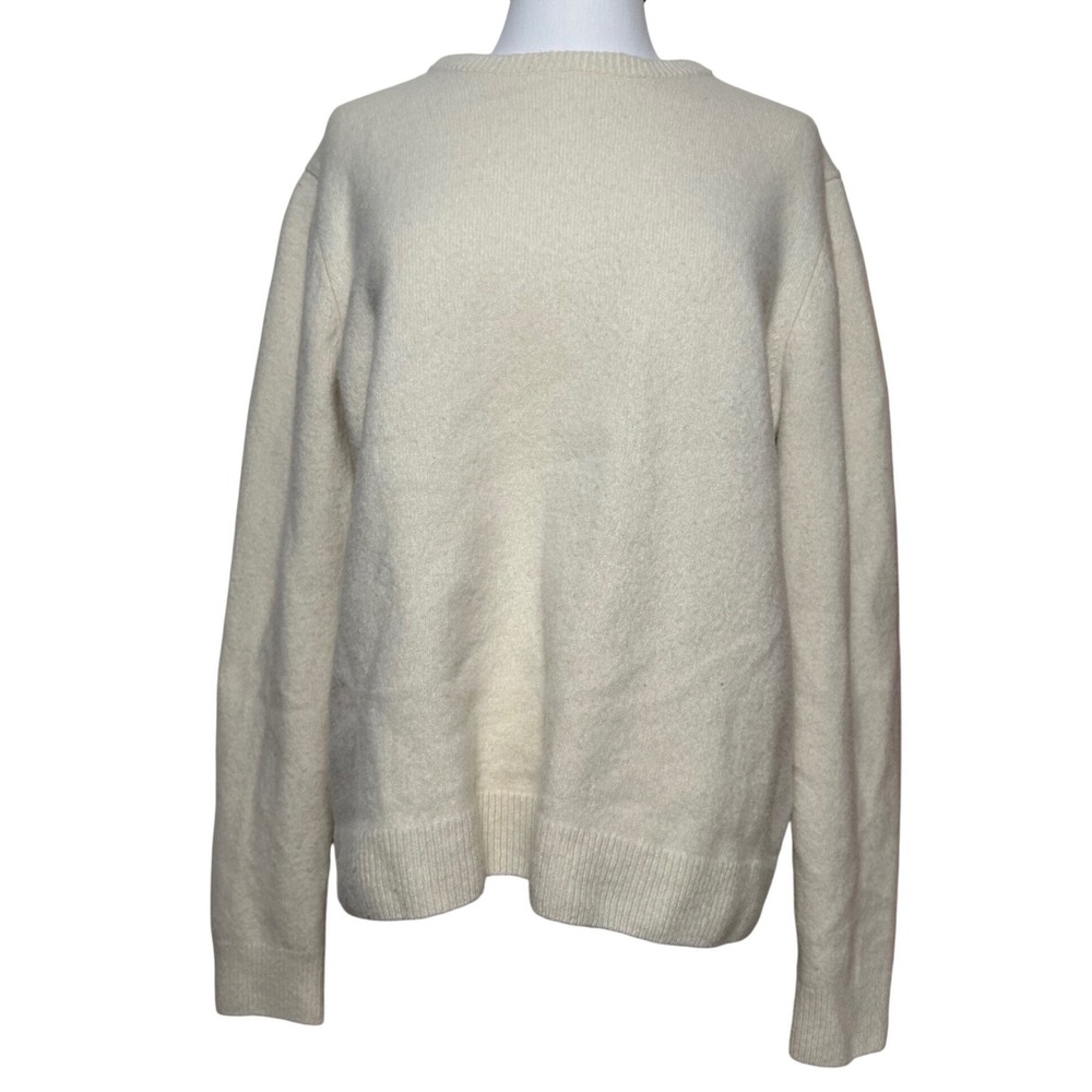 Soft‎ Cloth Cream Knit Crew Neck Pullover Sweater L 100% Extra-fine Merino Wool